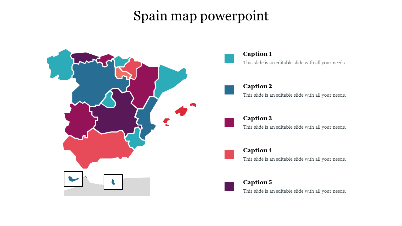 Editable Spain Map PowerPoint Presentation